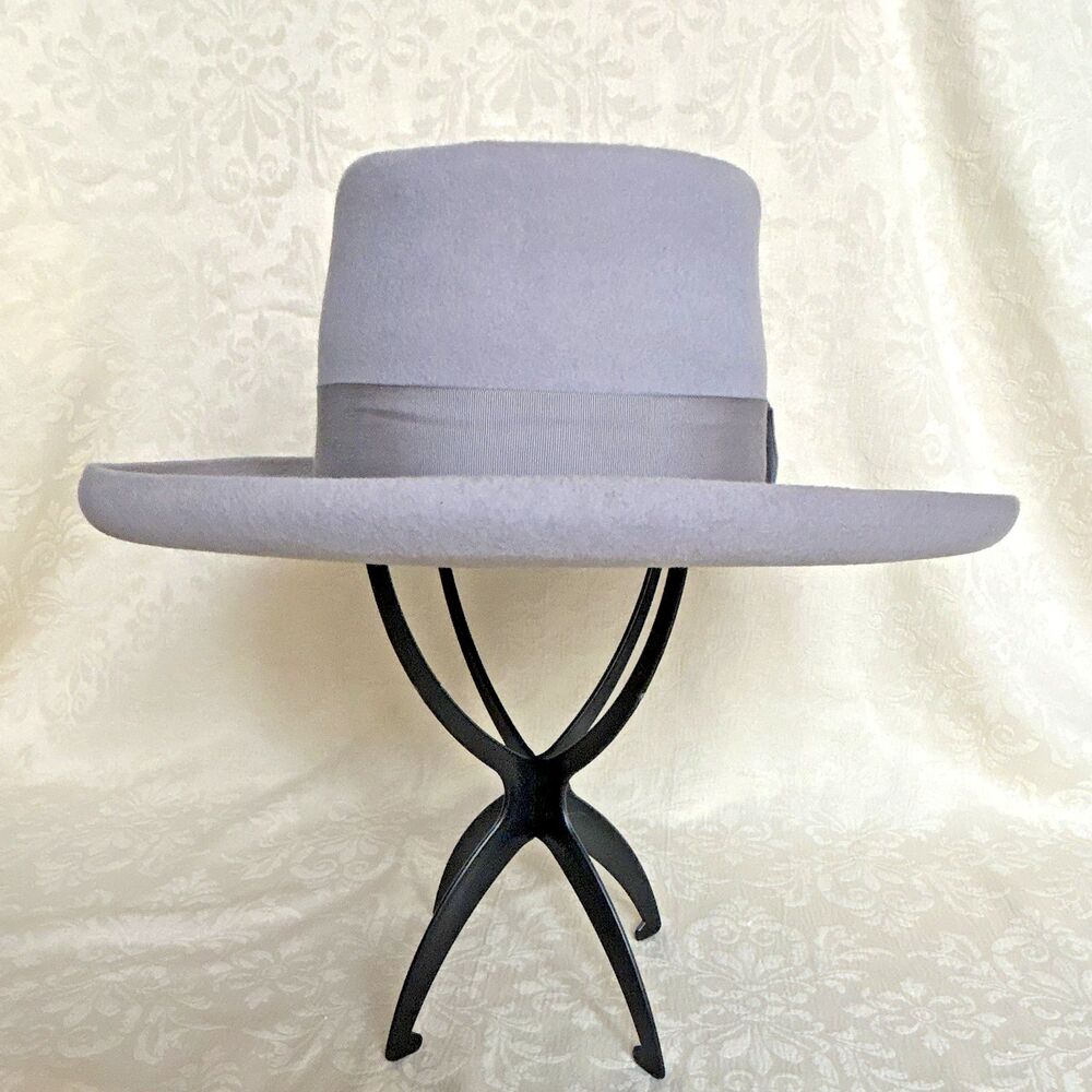 Goorin Bros Gray Wool Felt Fedora Hat Wide Brim Made in USA Leather Band Large L